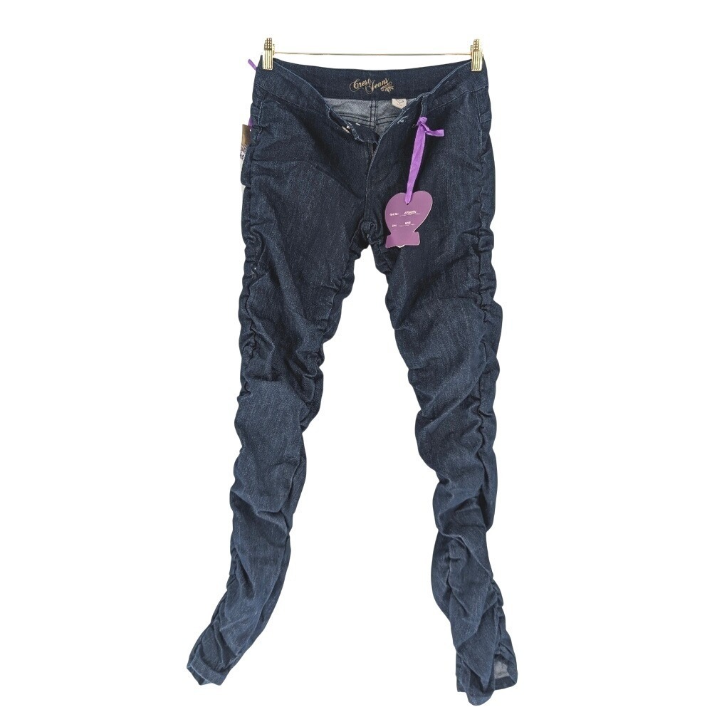 Crest Jeans Womens‎ Dark Indigo Skinny Ruched Stacked Denim Pants Size 9/10